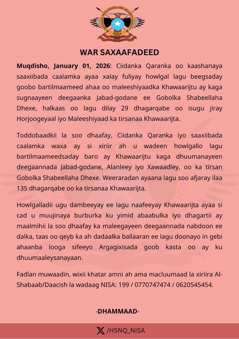 Press statement from NISA.